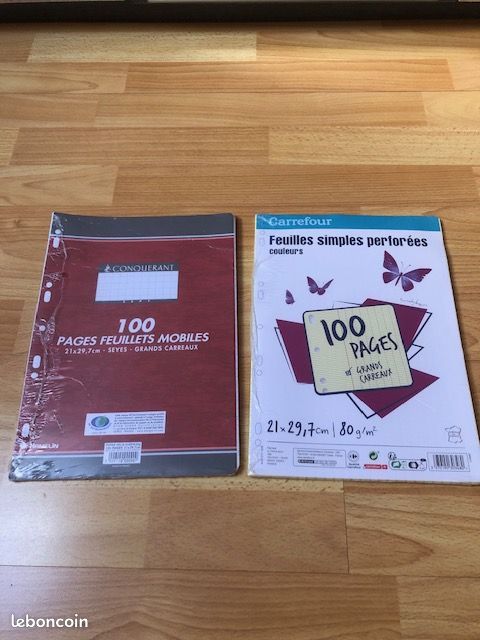 2 lots de 100 feuilles à grands carreaux neufs (image 1)