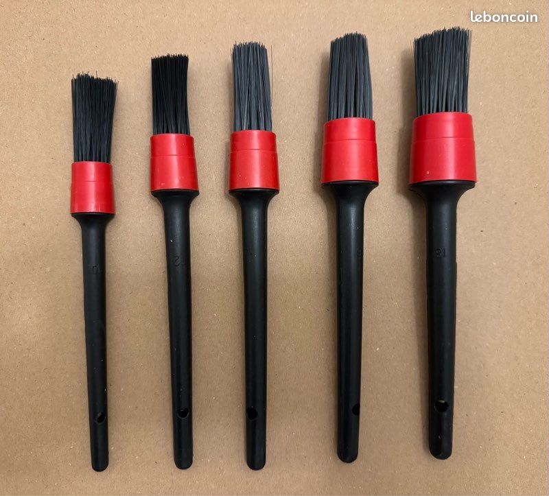 Lot De 5 Pinceaux De Nettoyage Pour Voiture – Détailage Auto – Neufs En ABS Noir