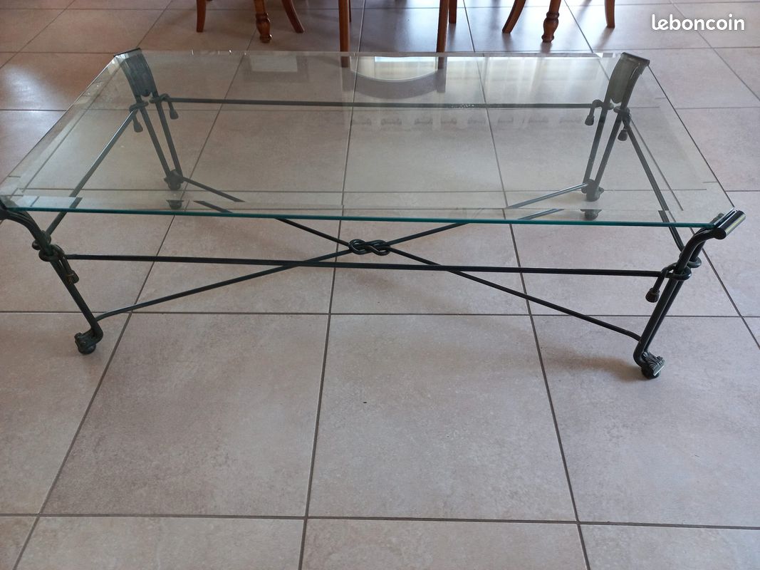 Table basse verre et fer forgé (image 1)