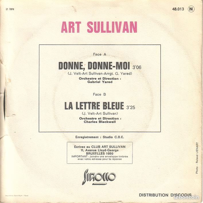 45T, 17cm - Art Sullivan - Donne, Donne Moi (image 2)