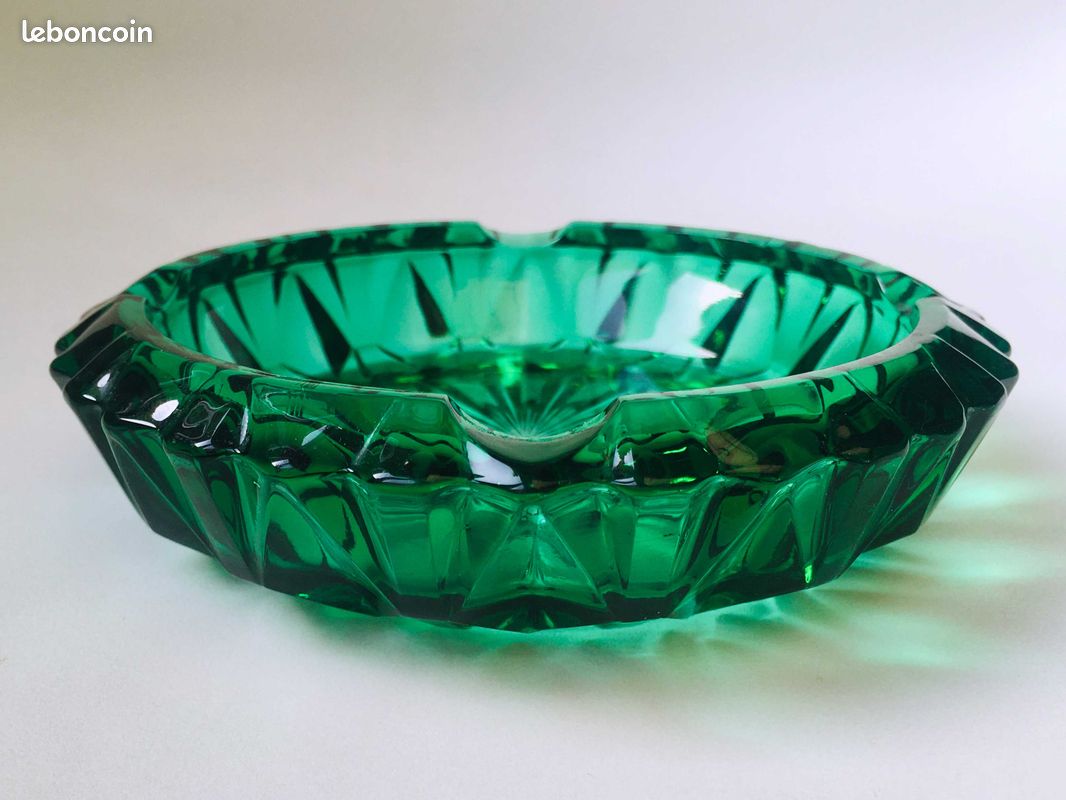 Cendrier Vide Poche Vintage Verre Émeraude (image 2)