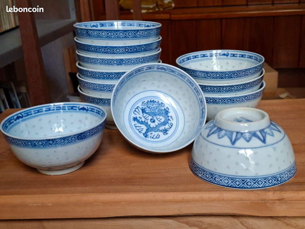 12 Bols chinois Porcelaine "grain de riz" (image 1)