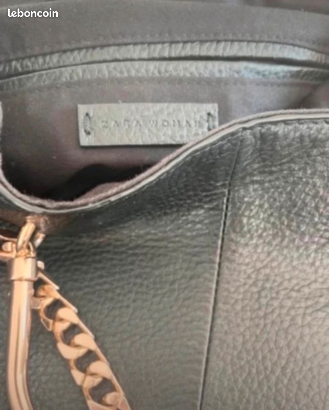 Sac à Main En Cuir Noir Zara - Taille Moyenne, Porté épaule - Occasion, à Vérifier Selon Description Vendeur