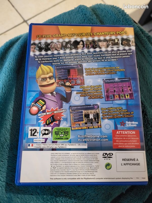 Jeu PS2 "Buzz! Le Quizz Pop" - Version Complète (boîtier + Instructions) - Bon état