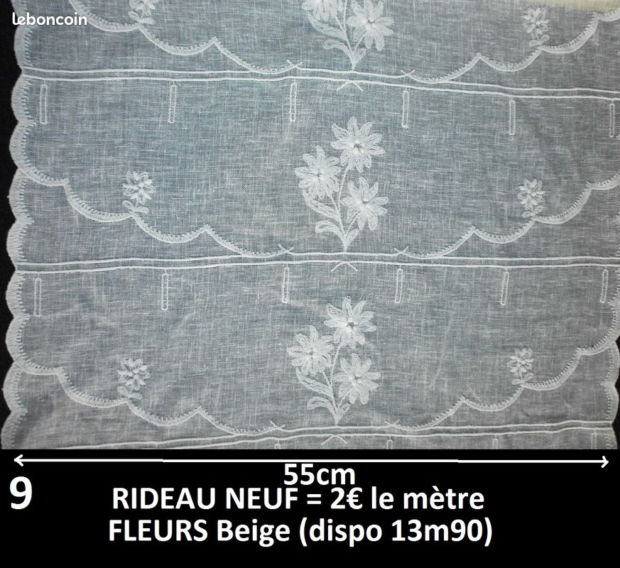 RIDEAUX et VOILAGES MODERNES NEUFS à 2 euros le mètre, Toutes largeurs, Gros métrages disponibles, ENVOI POSSIBLE (image 9)