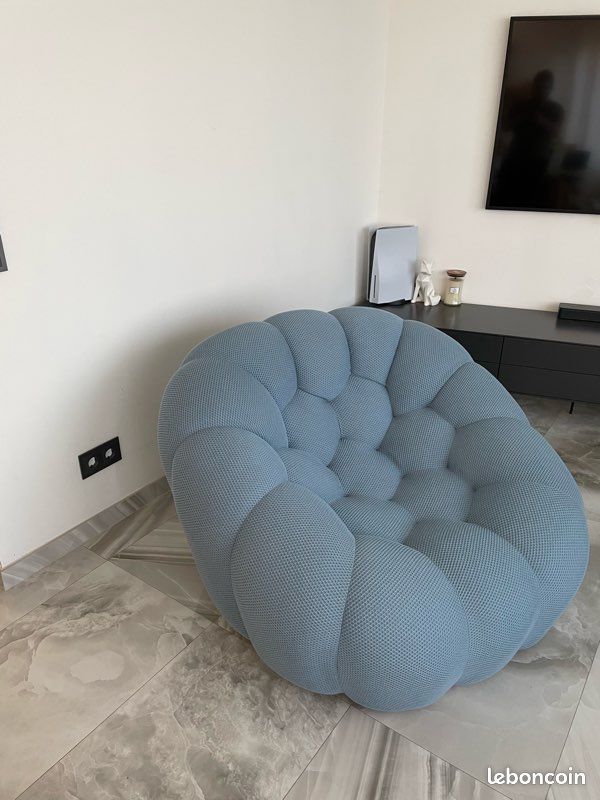Fauteuil Design Bombé Bubble - Jaune - Tissu - 75cm - Fabriqué En France