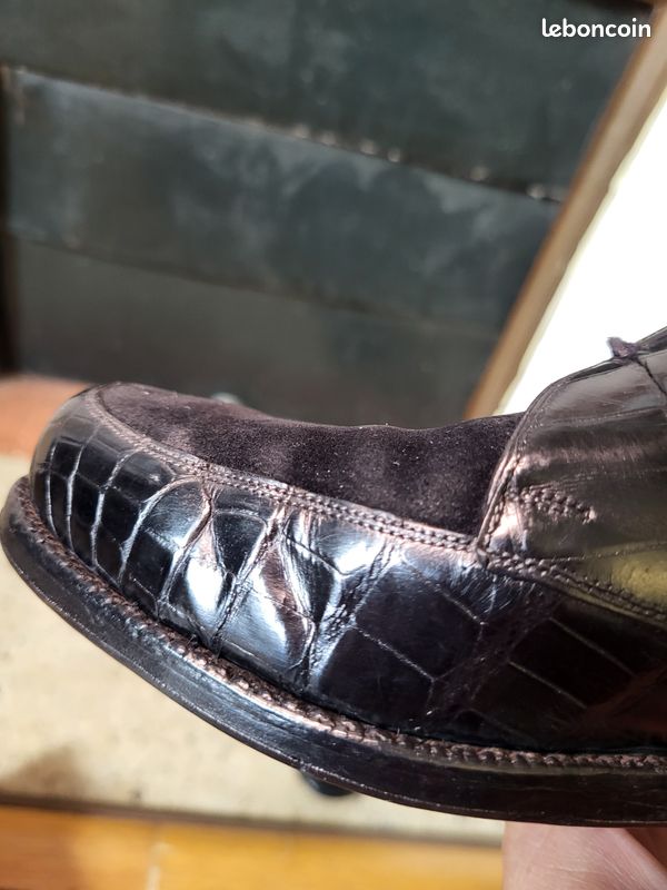 Derbies JM Weston Vintage (années 60) - Crocodile Et Daim Noir, Pointure 42