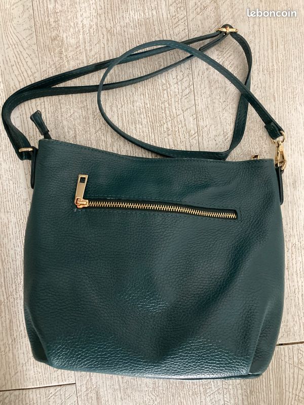 Sac en cuir italien bleu canard (image 3)