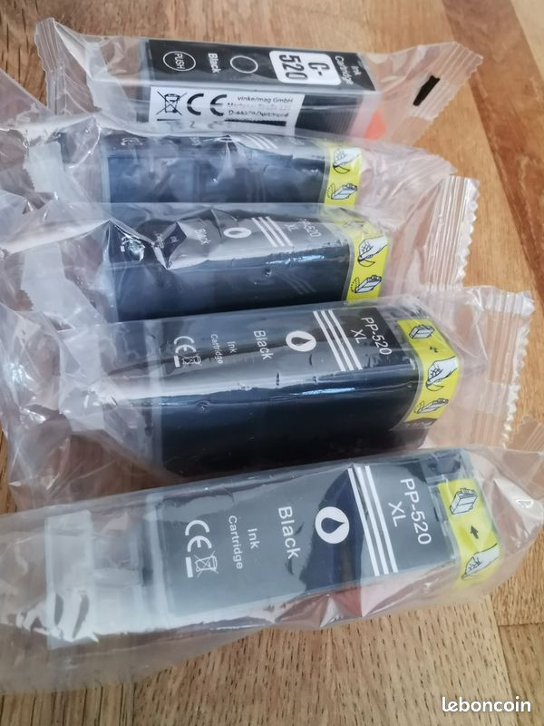 Lot De 4 Cartouches D'encre Noire Compatible Canon - Modèle C-520BK - 21 Ml - Pour PIXMA IP4600, MP550...
