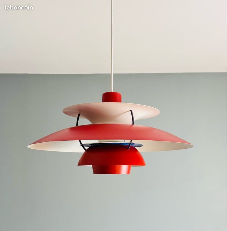 Suspension PH5 Louis POULSEN rouge années 60 70 (image 3)