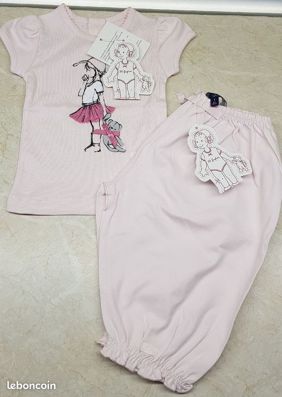 Ensemble NEUF rose Haut sans manche + pantalon 1 an (image 1)