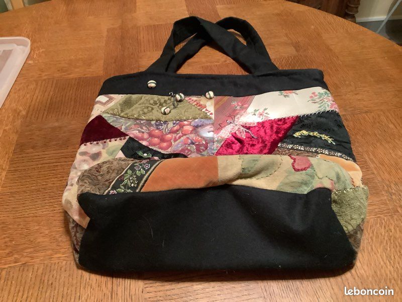 Beau sac à main en patchwork, neuf intérieur velours, noir (image 9)