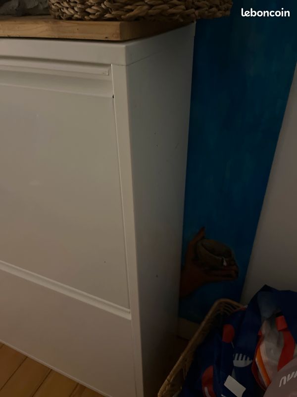 Meuble blanc couloir cuisine rangement poubelle 4 compartiment (image 2)