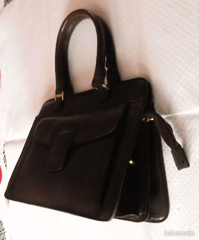 Sac à main vintage en similicuir marron (image 5)