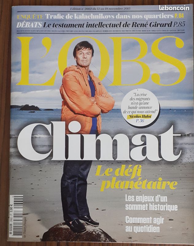 L'OBS + Télé Obs n°2662 - 11/2015 - N. Hulot - Chasseurs - Nigéria - Goncourt (image 1)
