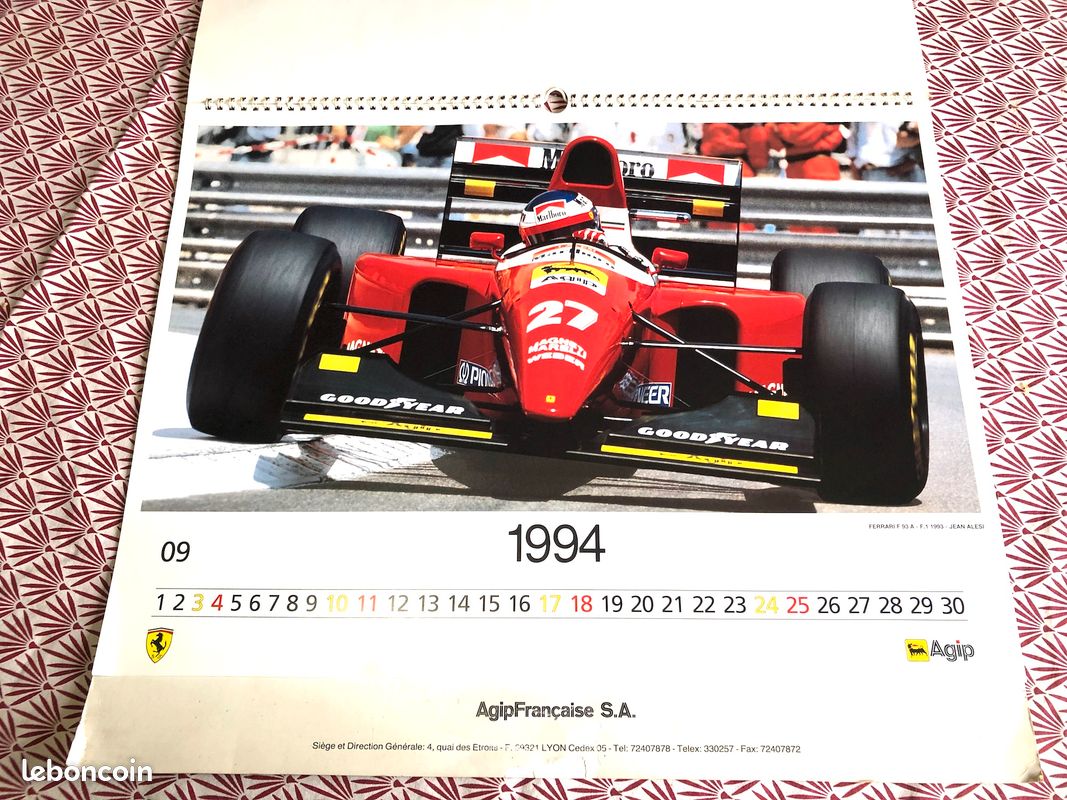 Calendrier Mural Papier 2026 Voitures Ferrari 100% Recyclable Sans