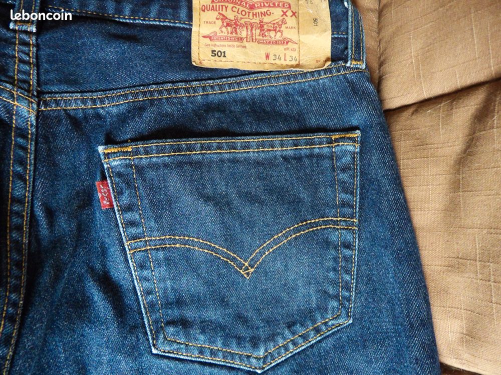 Jean Levi's 501 Droit Bleu - Taille W34 L34, Neuf Sans étiquettes, Coupe Regular