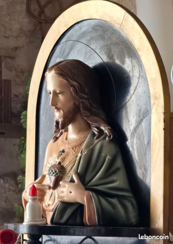Buste Jesus sacré cœur vintage 1950 Italie (image 2)