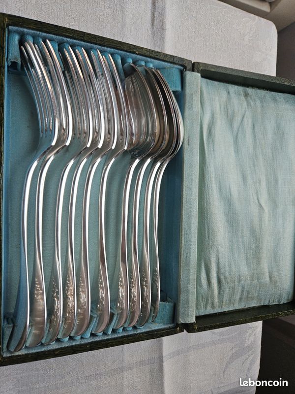 Couverts De Baptême Ravinet D'Enfert - Métal Argenté - Écrin - Made In France