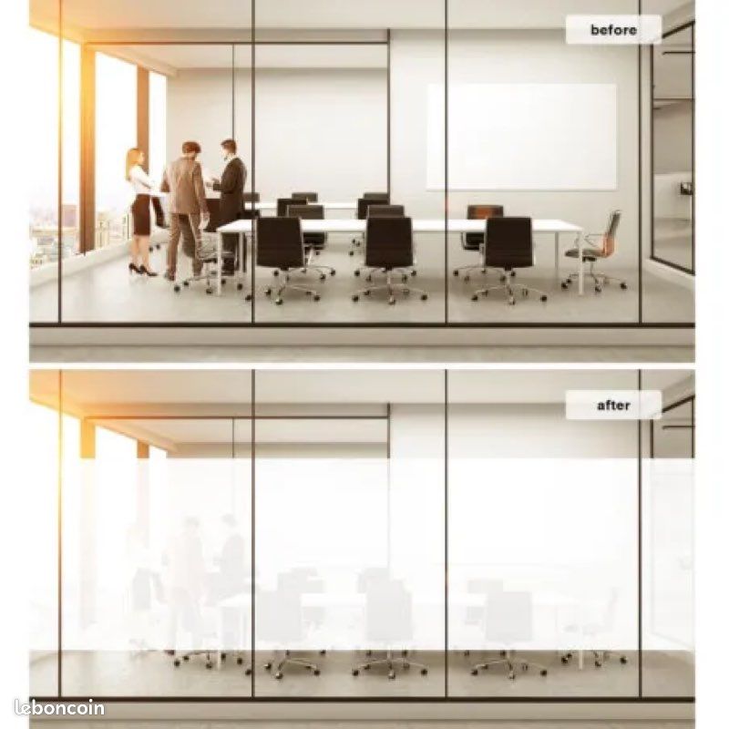 Film pour paroi de douche / paravant d’espace de vie ou de travail ou fenêtre de discrétion à l’abri des regards aspect verre dépoli givré blanc adhésif permanent 90 x 250 cm (image 4)