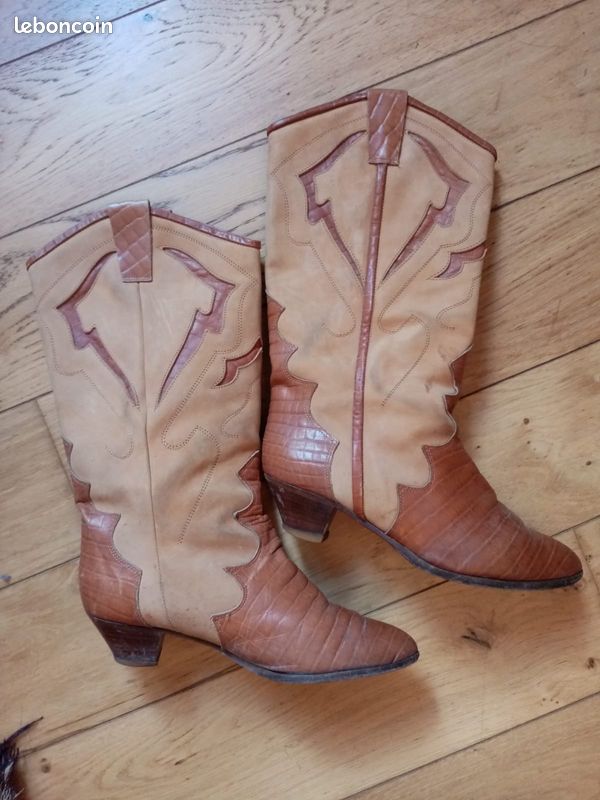 Bottes italienne vintage en cuir (image 1)