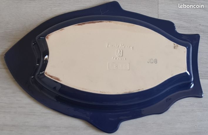 Plat à Poisson Emile Henry - Céramique Bleu Et Blanc - Neuf