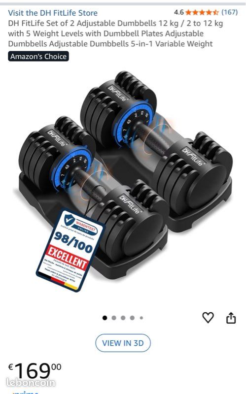 DH FitLife 2026 Haltères Réglables – 18 Niveaux De 2,5 à 25 Kg – Sécurité Auto-verrouillante – Design Compact – Vente Allemagne