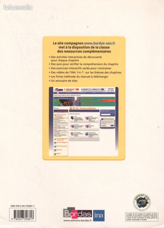 Livre scolaire SES Seconde (image 2)