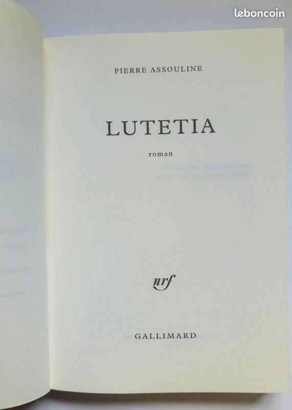 Roman "Lutetia" de Pierre ASSOULINE (image 2)