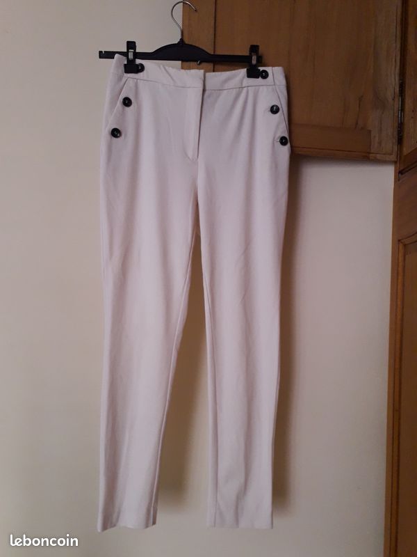 Pantalon femme blanc cassé Taille 36 (image 1)