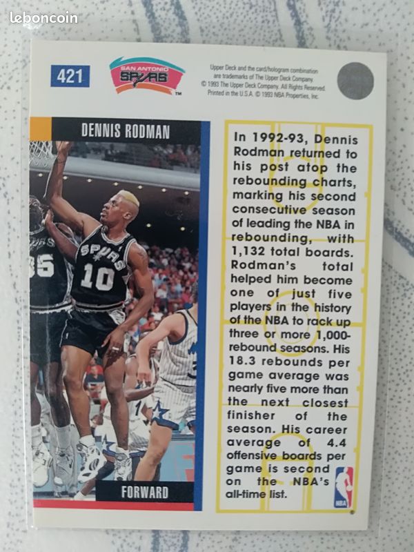 Lot complet 15 cartes EB 1993 94 Hakeem Olajuwon, Dennis Rodman,... (image 5)