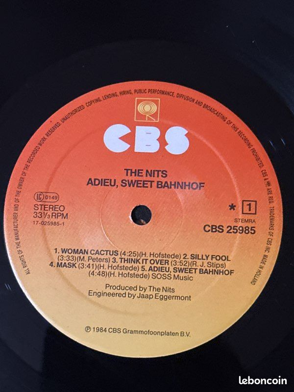 Vinyle 33 tours The Nits Adieu, sweet bahnfof (image 6)