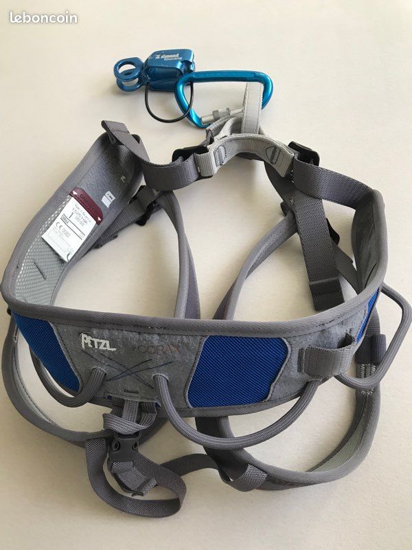 Harnais D'escalade Petzl Corax Taille 1 - Turquoise/gris, Réglable, Pour Alpinisme Et Varappe