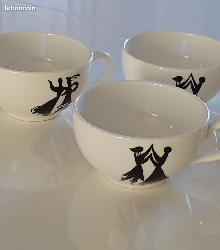 Tasses et soucoupes céramique Lonchamp modèle Sylvestre années 50/60 (image 5)