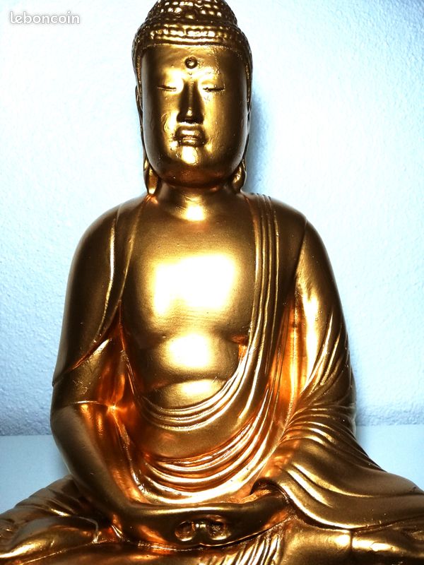 Statuette Bouddha Doré - Bas Doré Au Pinceau (Chance, Santé, Argent, Amour, Travail) - N°3