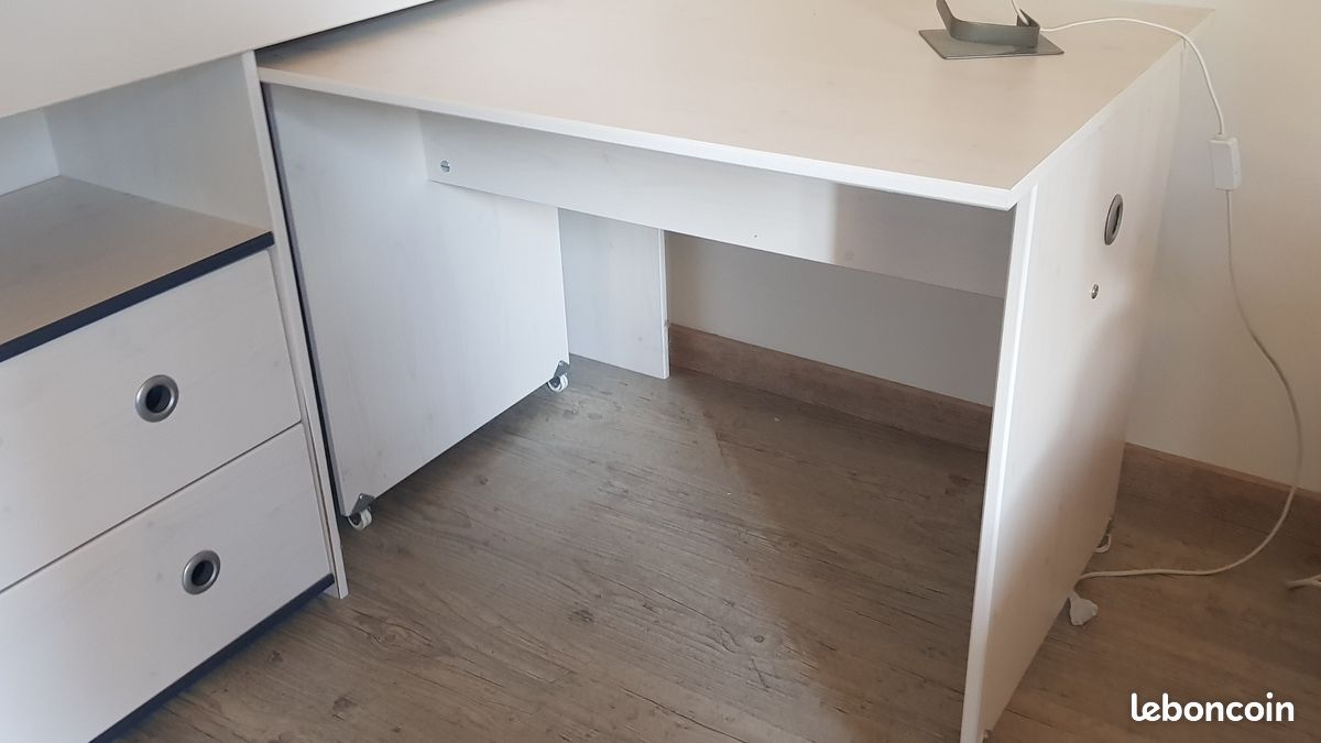 Lit 90x200 combiné bureau rangement (image 3)