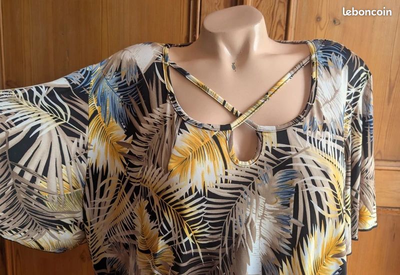 Blouse Femme Taille Unique - Imprimé Tropical Coloré - Neuve Avec Étiquettes