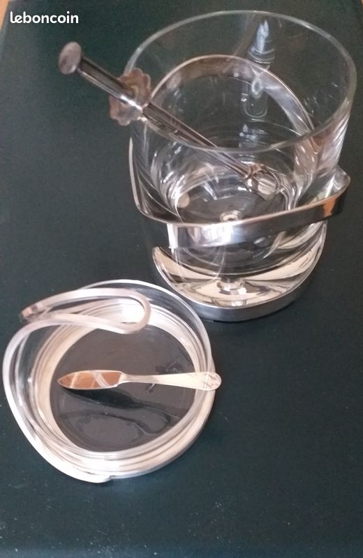 Seau a glace avec pince et beurrier avec petit couteau (image 2)