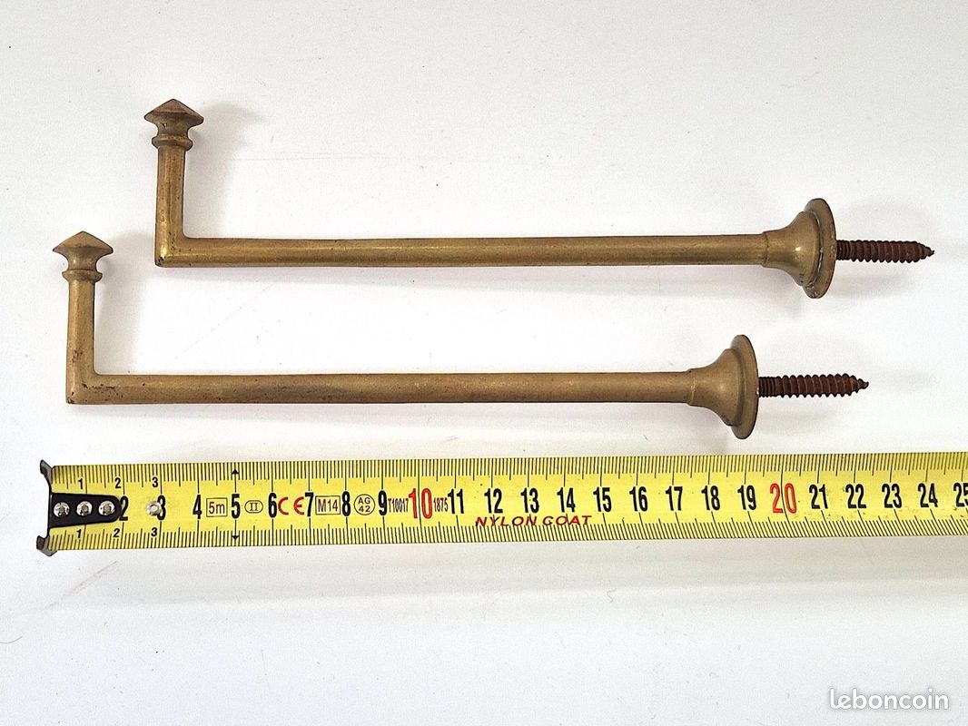 Paire De Crochets Anciens En Laiton – Embrasses Rideaux Vintage – Style Bronze
