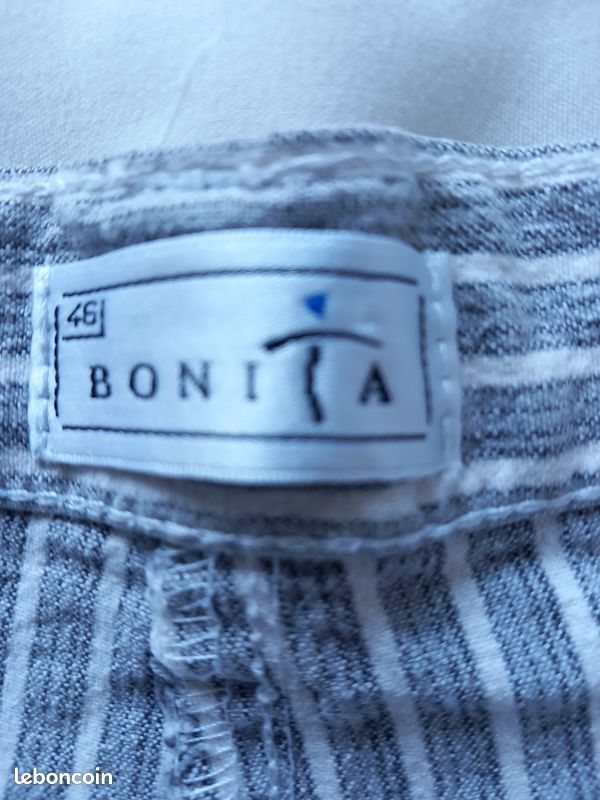Pantalon femme rayé gris/blanc 46 (image 3)