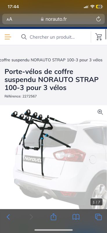 Porte-vélos de coffre suspendu NORAUTO STRAP 100-3 pour 3 vélos - Norauto