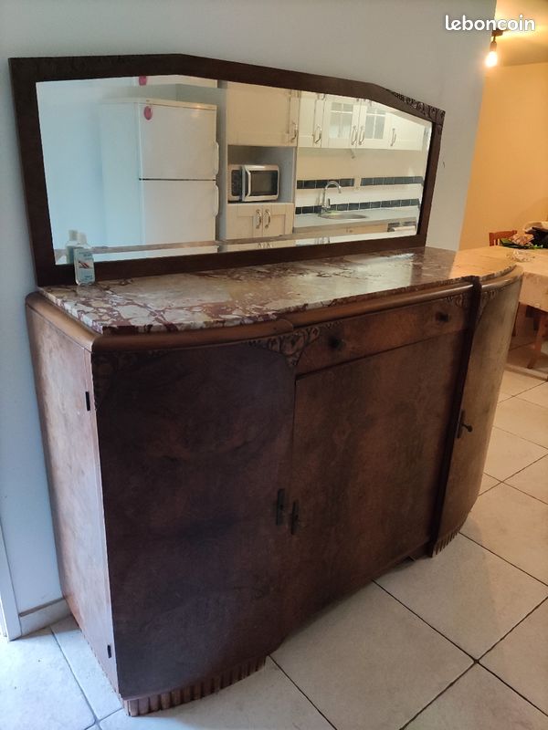 Meuble ancien miroir et marbre (image 1)