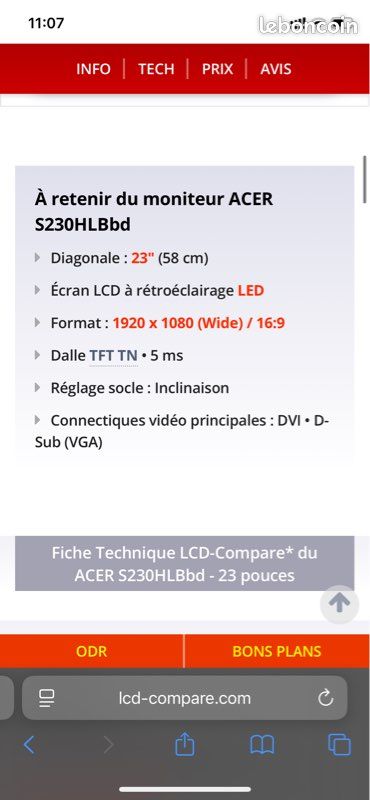 Écran pc Acer 23’’ (image 5)