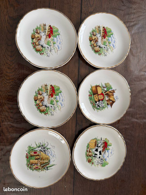 Lot De 6 Assiettes Plates – Orchies Moulin Des Loups – État Parfait