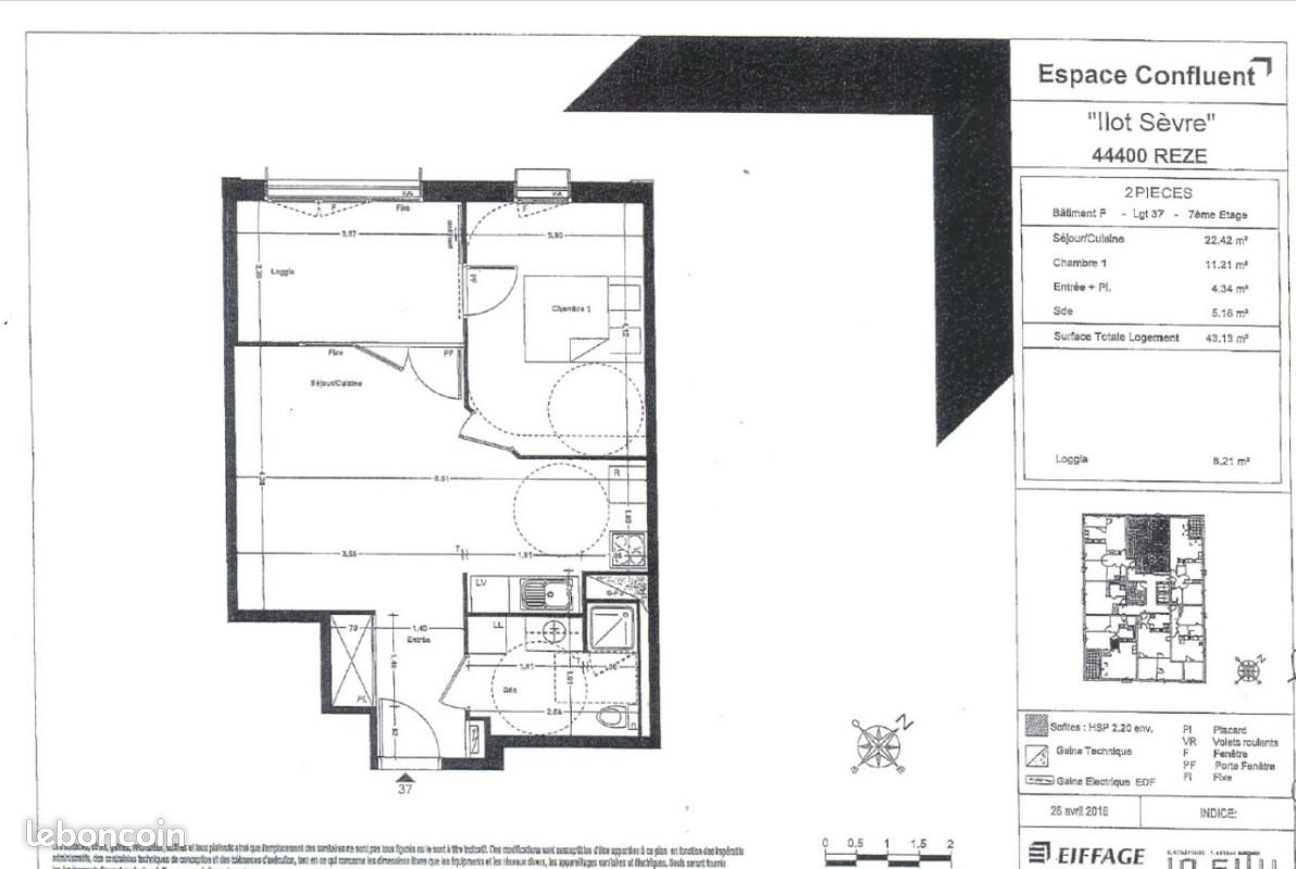 Appartement 2 pièces 43 m² · à Rezé · 43 m² · 649 €