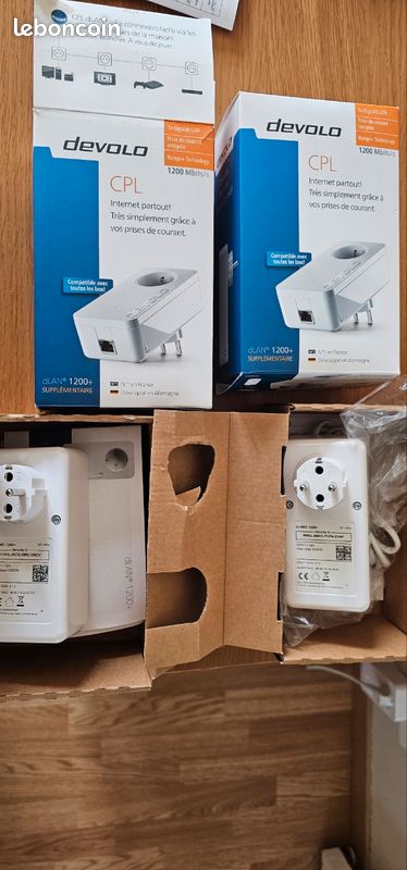 Kit CPL Devolo DLAN 1200+ : 2 Adaptateurs + 2 Câbles RJ45 - Internet