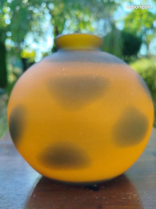 Vase Vintage En Verre Soufflé Main - Verrerie De Vianne (47) - 20cm Ref 4305 - Occasion