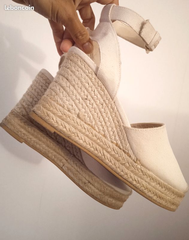 Espadrilles compensées blanc cassé écru 38 H&M Chaussures