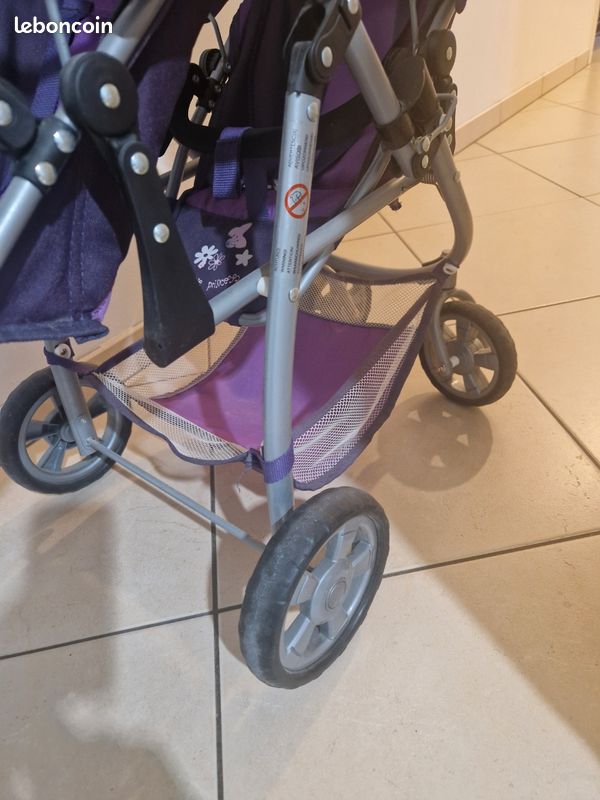 Anivia Poussette Parapluie pour poupée, Toys Poussette pour Tout-Petits avec Panier et Roues muettes, idéale pour Les poupées jusqu'à 18 Violet