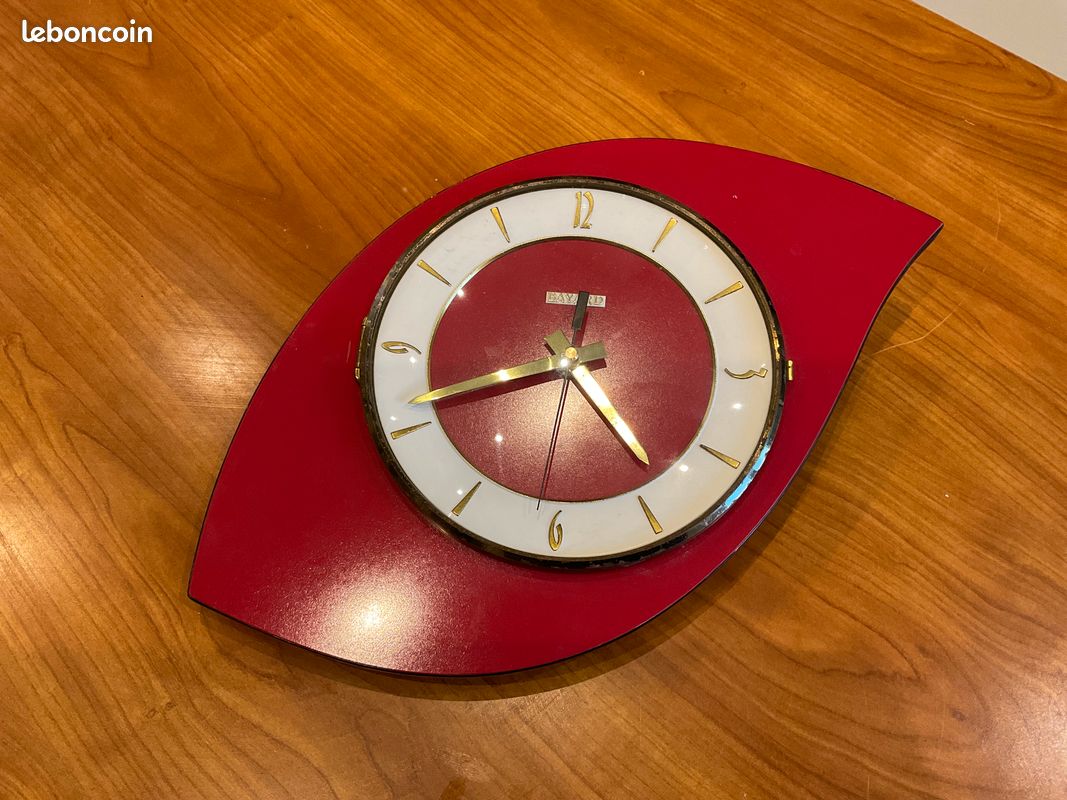 Horloge murale vintage Bayard Formica : design français atomique rétro - France